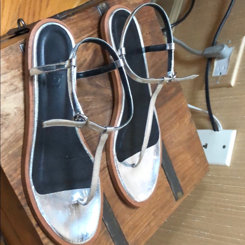 Tibi silver T strap sandals